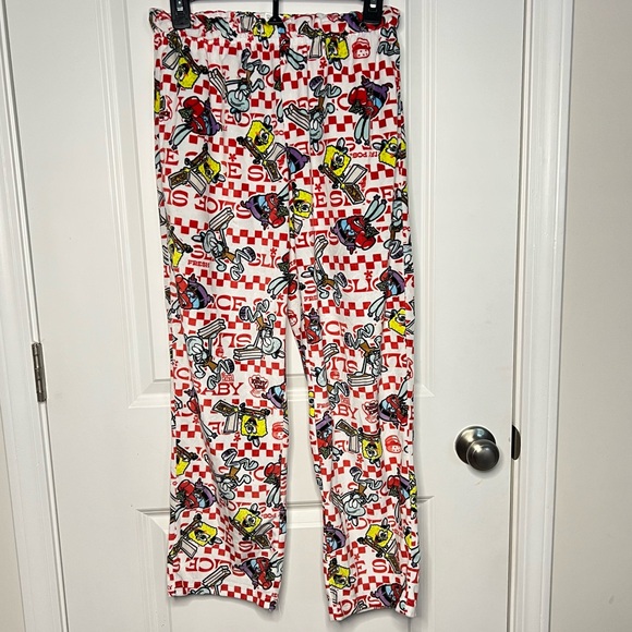 SpongeBob Squarepants Red and White Graphic Pajama Pants Sz S - Picture 3 of 8